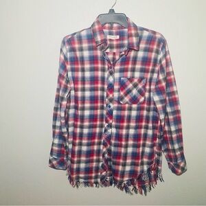 beachlunchlounge Red and Blue Casual Plaid Shirt